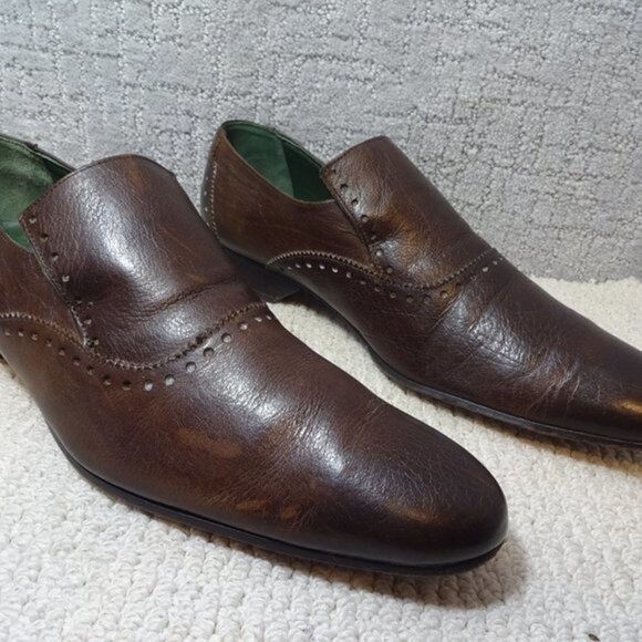 Blackline Jeffery West Mens Size EU 44 US 11 Brown Leather Slip on Brogue Shoes - Picture 10 of 12